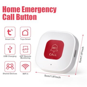 Ainiv WiFi Smart Senioren Notruf SOS Notrufknopf, Hausnotruf Senioren Notfallknopf Alert System für ältere Patienten Behinderte, Kompatibel mit Tuya Smart/Smart Life (Unterstützt Wi-Fi 2.4GHz) - 2