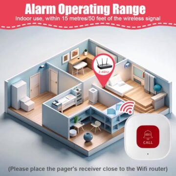 Ainiv WiFi Smart Senioren Notruf SOS Notrufknopf, Hausnotruf Senioren Notfallknopf Alert System für ältere Patienten Behinderte, Kompatibel mit Tuya Smart/Smart Life (Unterstützt Wi-Fi 2.4GHz) - 3