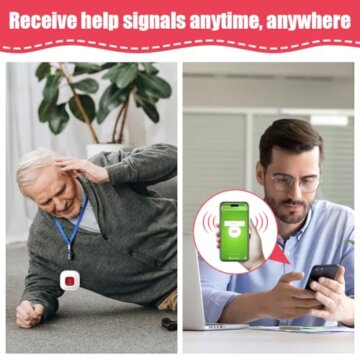 Ainiv WiFi Smart Senioren Notruf SOS Notrufknopf, Hausnotruf Senioren Notfallknopf Alert System für ältere Patienten Behinderte, Kompatibel mit Tuya Smart/Smart Life (Unterstützt Wi-Fi 2.4GHz) - 4