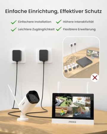 ANNKE Funk Überwachungskamera Aussen Set mit Monitor,4X 3MP WiFi Kamera mit 7