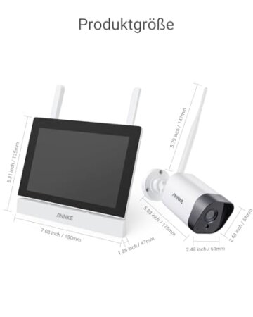 ANNKE Funk Überwachungskamera Aussen Set mit Monitor,4X 3MP WiFi Kamera mit 7