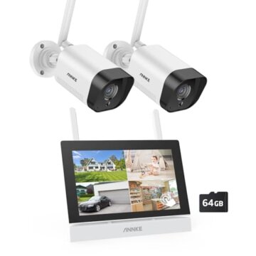 ANNKE Überwachungskamera Set mit Monitor, 5MP 4CH 7" Zoll Touchscreen NVR Bildschrim mit 2pcs 5MP WiFi Kamera, 2-Wege-Audio, Personenerkennung, 30m Nachtsicht, App&Mail Alarm, 64GB SD Karte - 1