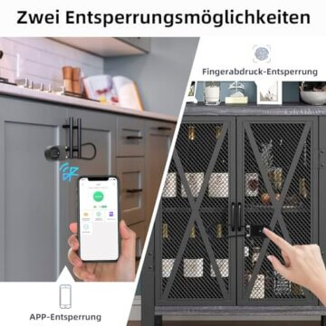 Anweller Fingerabdruck Kabelschloss, Vorhängeschloss mit 38CM Stahlkabel, Vorhängeschloss Fingerabdruck mit APP, Geeignet als Tür, Koffer, Rucksack, Fitnessraum, Fahrrad - 2