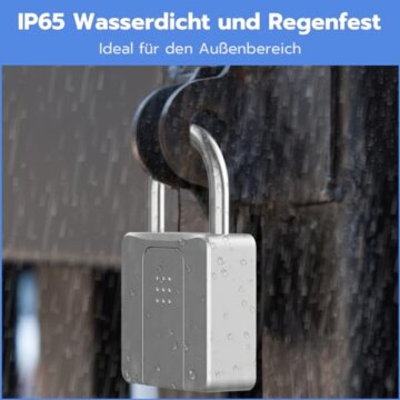 Anweller Vorhängeschloss Fingerabdruck, Vorhängeschloss Schloss mit Schlüssel, Vorhängeschloss Wetterfest, Fingerabdruck und Bluetooth entsperren, für Tür, Garage, Schule - 7