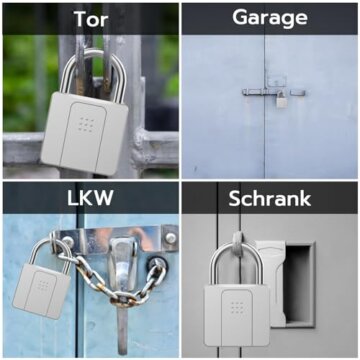 Anweller Vorhängeschloss Fingerabdruck, Vorhängeschloss Schloss mit Schlüssel, Vorhängeschloss Wetterfest, Fingerabdruck und Bluetooth entsperren, für Tür, Garage, Schule - 8