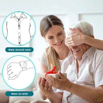 COTINSE Notrufknopf für Senioren, Notfallarmband mit 5 Lautstärkestufen & 58 Klingeltöne, Hausnotruf Alarmknopf Krankenpflege Intern Krankenpflege Ältere Panikalarm 1 Empänger+2 SOS Sender Weiß - 2