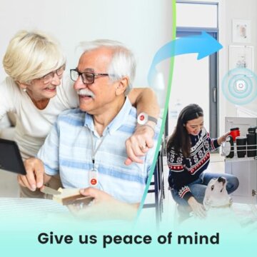COTINSE Notrufknopf für Senioren, Notfallarmband mit 5 Lautstärkestufen & 58 Klingeltöne, Hausnotruf Alarmknopf Krankenpflege Intern Krankenpflege Ältere Panikalarm 1 Empänger+2 SOS Sender Weiß - 4
