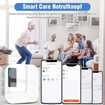 DAYTECH Notrufknopf für Senioren auf Handy, WiFi Tuya Smart Senioren Notfallknopf Alert System, Hausnotruf für ältere Patienten Behinderte,Kinder SOS Notruf(1Empfänger+1Notruf Armband+1Tasten) - 2