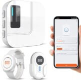 DAYTECH Notrufknopf für Senioren auf Handy, WiFi Tuya Smart Senioren Notfallknopf Alert System, Hausnotruf für ältere Patienten Behinderte,Kinder SOS Notruf(1Empfänger+1Notruf Armband+1Tasten) - 1