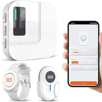 DAYTECH Notrufknopf für Senioren auf Handy, WiFi Tuya Smart Senioren Notfallknopf Alert System, Hausnotruf für ältere Patienten Behinderte,Kinder SOS Notruf(1Empfänger+1Notruf Armband+1Tasten) - 1