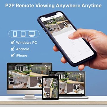 【5MP+3TB Festplatte】 Hiseeu Überwachungskamera Set Aussen WLAN mit 12''Monitor 10CH Wireless NVR,4 Pcs 5MP WiFi Kameras mit Farbe Nachtsicht,2-Wege Audio,Fernanzeige,App&Mail Alarm,3TB HDD Inklusive - 6