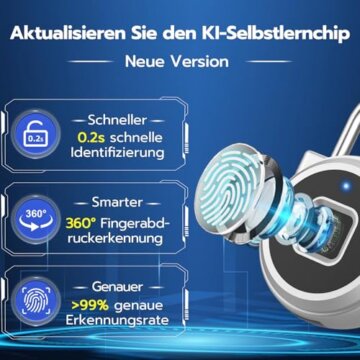 Eseesmart Vorhängeschloss Fingerabdruck, Smart Schloss Fingerabdruck Telefon-App Entsperren, IP65 Wasserdicht Smartes Klein Vorhängeschloss Reisegepäck Koffer Büro Haus Schrank - 5