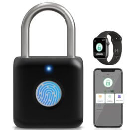 Fingerabdruck Schloss, Anweller Smart Schloss mit Bluetooth, Vorhängeschloss Fingerabdruck, Schloss mit Fingerabdruck Klein für Gym, Büro, Haus, Garten, Schrank u.v.m - 1
