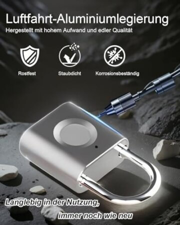 Fingerabdruck-Vorhängeschloss Sportschloss (2-Pack, Schwarz Silber) eLinkSmart Mini-Vorhängeschloss, schlüsselloses Fingerabdruckschloss für Gepäck, Schultasche, Werkzeugkasten - 4