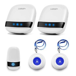 LIOTOIN Notrufknopf für Senioren Notruf Kabellos Notfallknopf Hausnotruf für Senioren SOS Alarm Notruf Knopf Wasserdicht Pflegeruf Set 3 Sender 2 Empfänger - 1