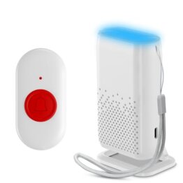 Notrufknopf für Senioren, Kabellos Senioren Notruf Armband USB-Aufladung, Notrufarmband für Senioren mit 58 Klingeltöne, Notfallknopf für Senioren mit Vibration, Licht und Klingelton - 1
