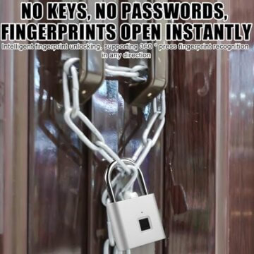 Schloss mit Fingerabdruck, Vorhängeschloss Fingerabdruck, Fingerabdruckschloss, Fingerprint Schloss Wasserdicht, USB-Aufladung Schlüsselloses Schloss, für Fitnessstudio, Gepäck, Spind - 6
