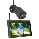 SecuFirst 2K Überwachungskamera Aussen Set mit Innen Monitor,7 Zoll Touchscreen Babyphone mit Kameraüberwachung,Outdoor Camera Arbeiten ohne WLAN,AI Bewegungsmelder,64GB Speicherkarte,Gegensprech. - 1