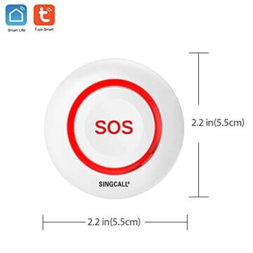SINGCALL Drahtloses Notfallknopf für Senioren Rufsystem, Tuya WiFi Smart SOS-Notfallknopf, Rote Senioren Notruf*1 (Unterstützt 2.4GHz WiFi) - 2