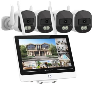 VisorTech Video-Überwachung: Funk-Überwachungssystem, Display-HDD-Rekorder, 4X 2K-Kamera, WLAN 6 (Outdoor Überwachungskamera Set, Funk-Kamera mit Bildschirm) - 1
