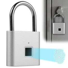 Vorhängeschloss Fingerabdruck, Schloss mit Fingerabdruck, Wetterfest, USB-Aufladung Fingerabdruck Schloss, Vorhängeschloss mit Fingerabdruck für Fitnessstudio, Gepäck, Lagerhäuser, Spind (Silber) - 1